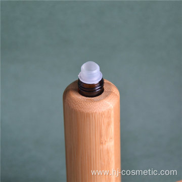 Wholesale cheap whole bamboo empty roll on glass bottle 10 ml roller ball perfume bottle with bamboo cover